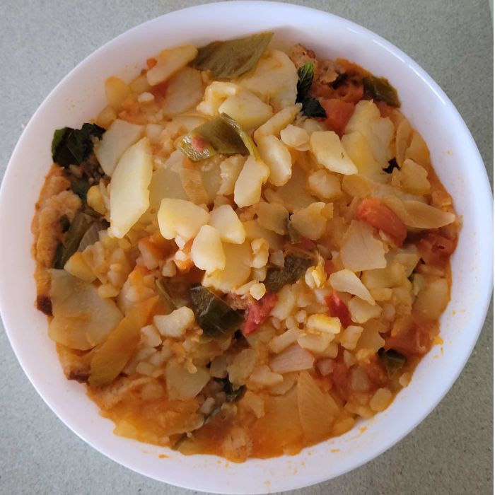 sopa de caldo por encima